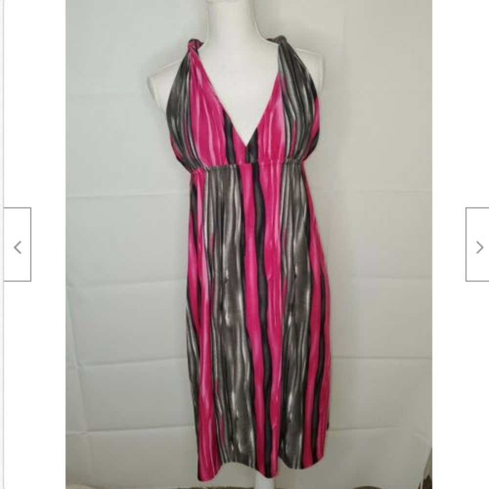 NWT Raya Sun Dress M Halter Padded Stretch Pink